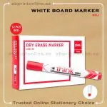 DELI CHISEL TIP WHITE BOARD RED MARKER PKT/12PCS
