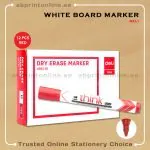 DELI ROUND TIP WHITE BOARD RED MARKER PKT/12PCS