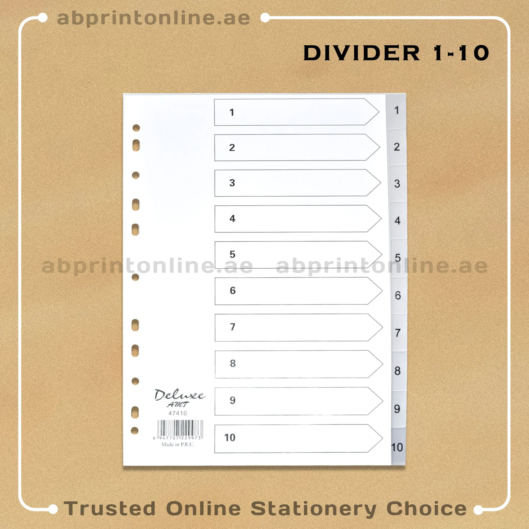 DELUXE DIVIDER PLASTIC PVC GREY A4 1-10 - Image 1