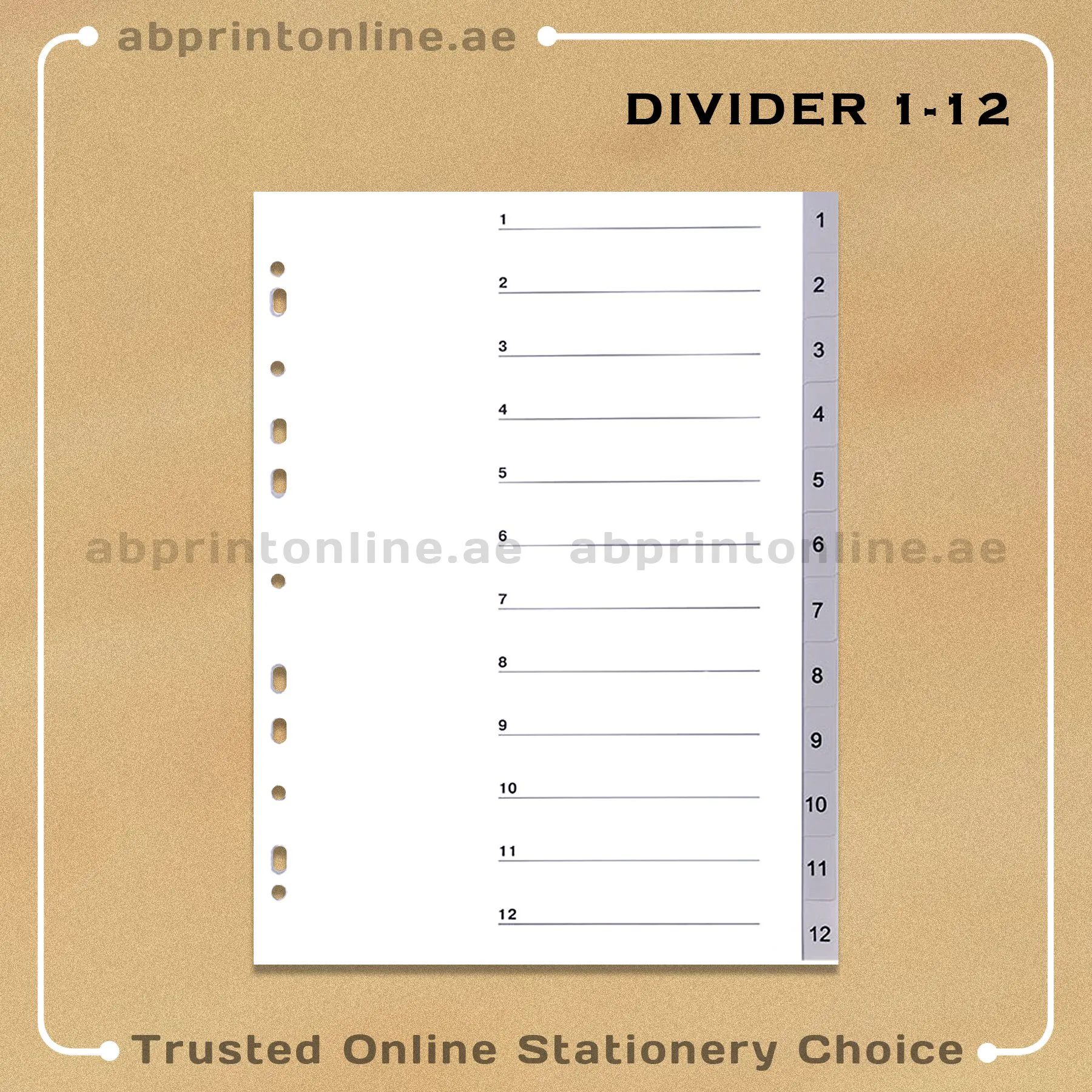 1272_AMT DELUXE DIVIDER PLASTIC PVC GREY A4 1-12 - Image 1