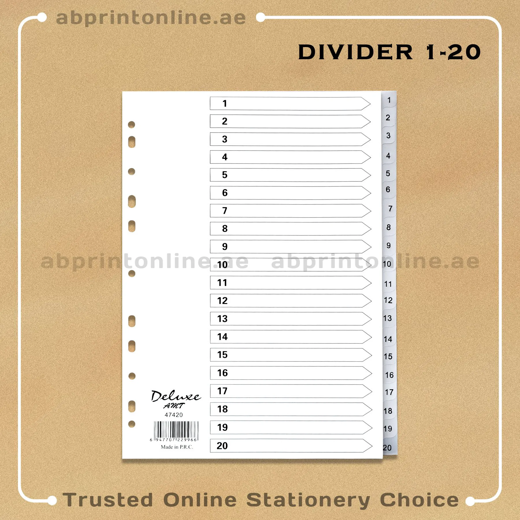 1273_AMT DELUXE DIVIDER PLASTIC PVC GREY A4 1-20 - Image 1