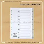 DELUXE DIVIDER PLASTIC PVC GREY A4 JAN-DEC