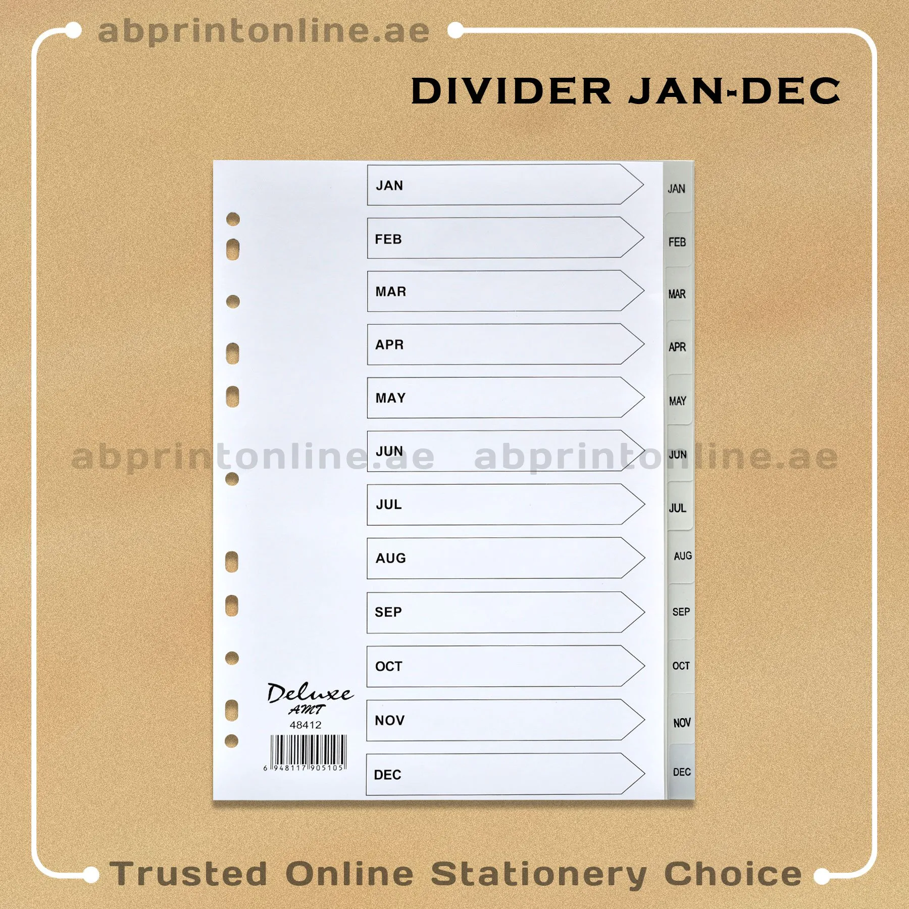 DELUXE DIVIDER PLASTIC PVC GREY A4 JAN-DEC - Image 1