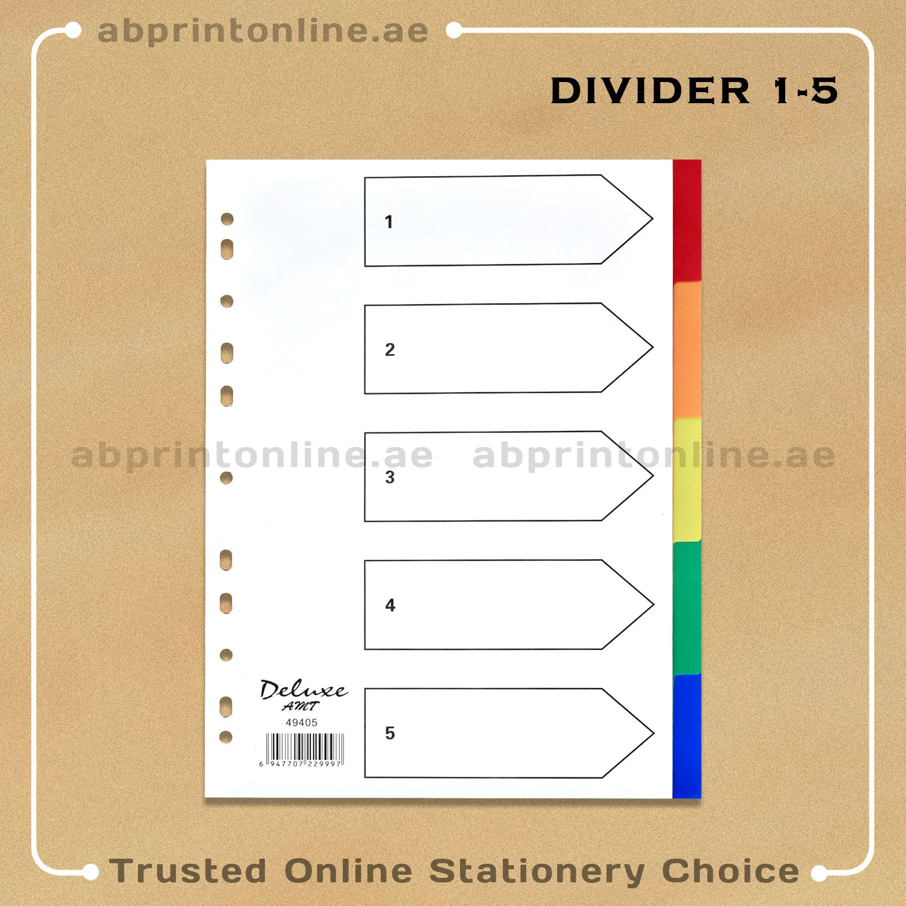 DELUXE DIVIDER PLASTIC COLOR A4  5 TABS - Image 1