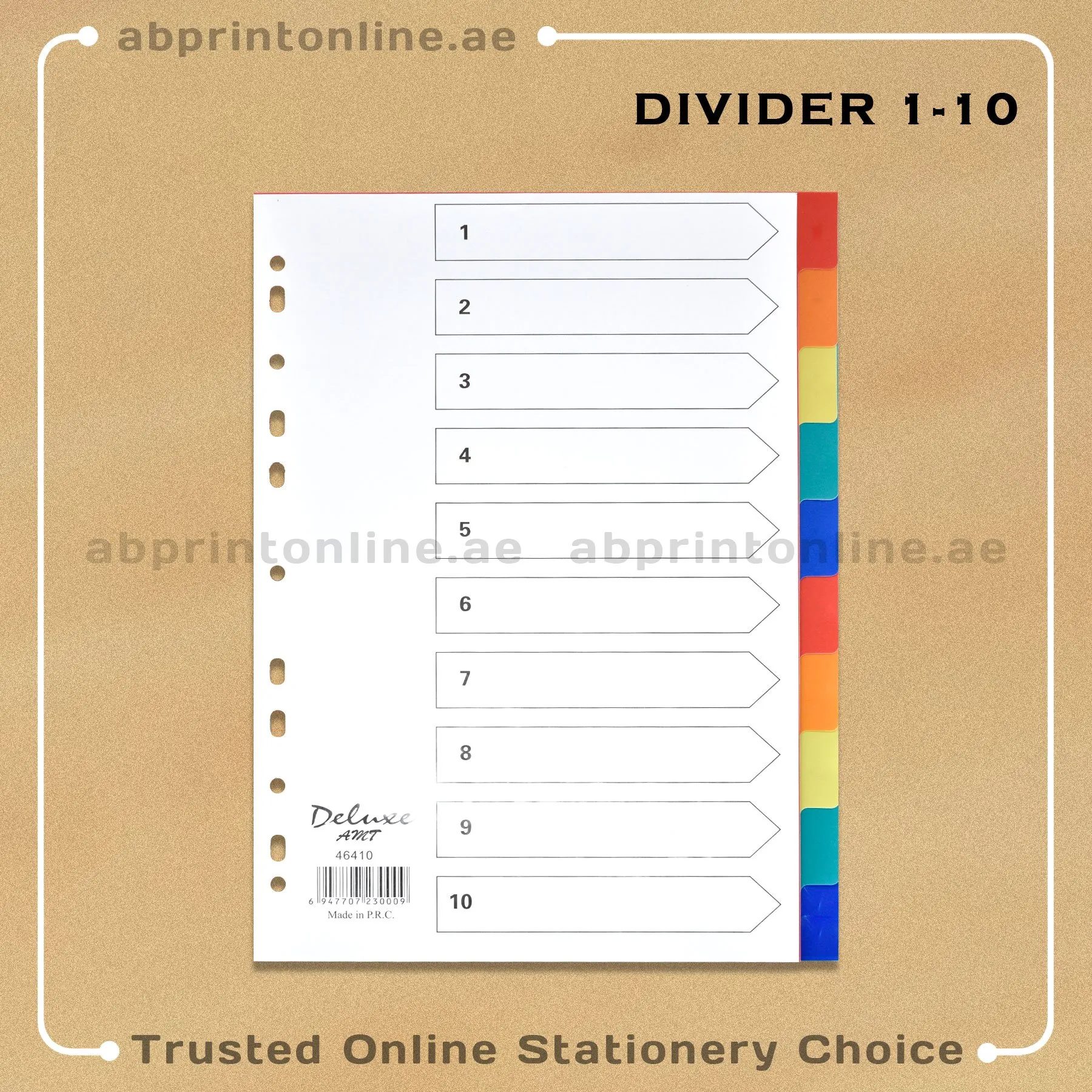 DELUXE DIVIDER PLASTIC COLOR A4  10 TABS - Image 1