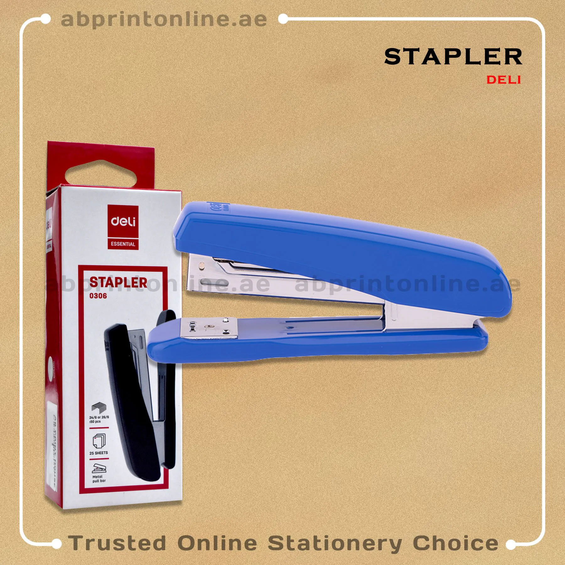 1809_BL_1 DELI STAPLER NO. 0306, 25 SHEETS CAPACITY, BLUE COLOR - Image 1