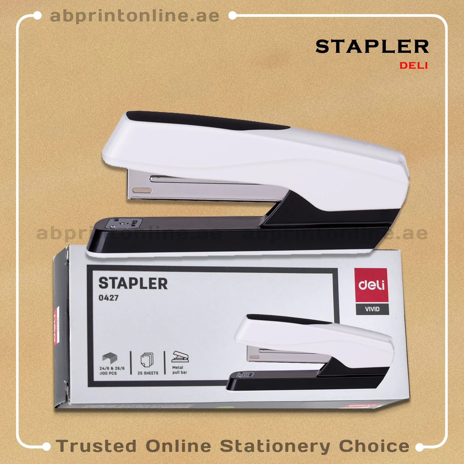 DELI STAPLER NO. 0427, 25 SHEETS CAPACITY, GREEN COLOR - Image 1