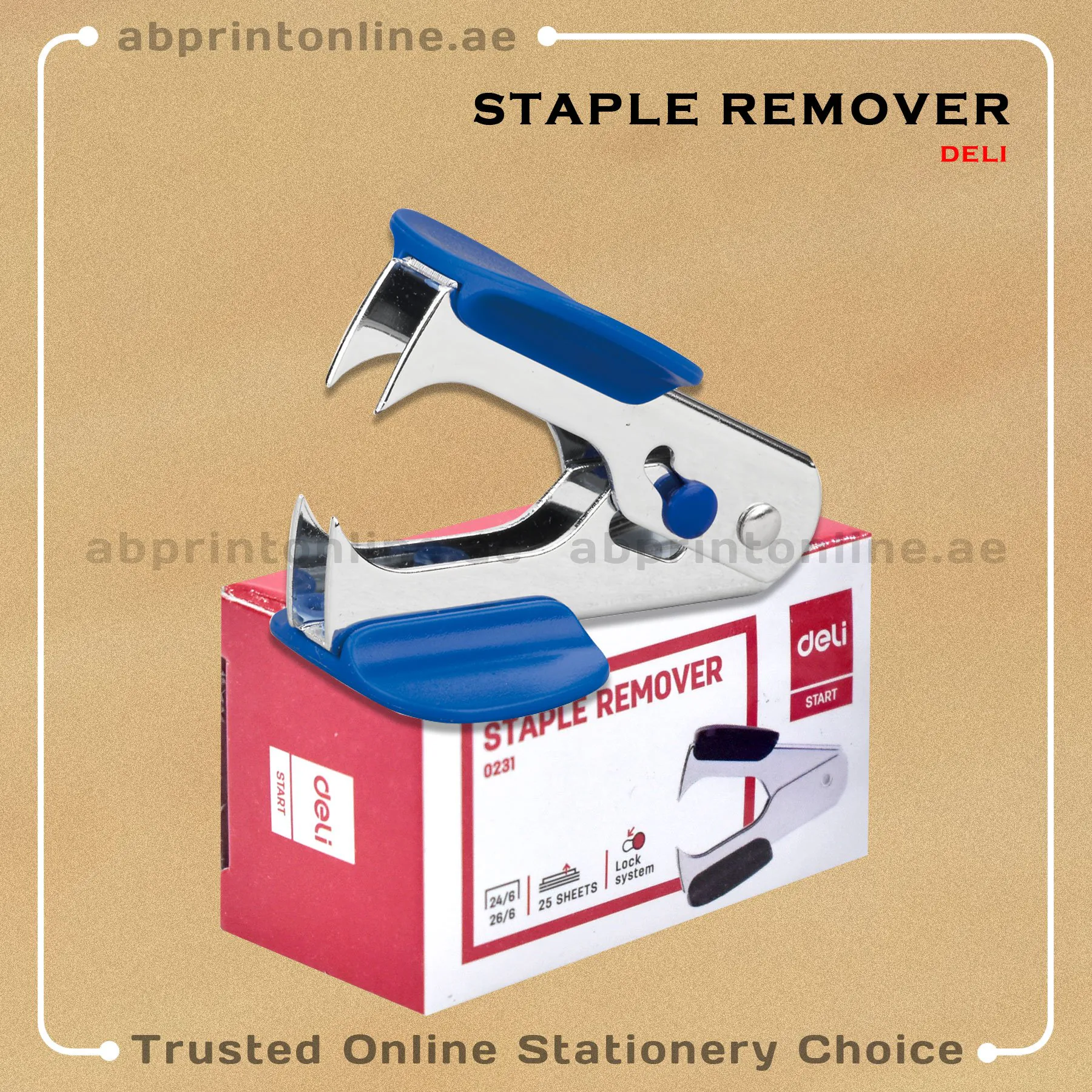 1811_DL_BL DELI MINI METAL STAPLER REMOVER BLUE - Image 1