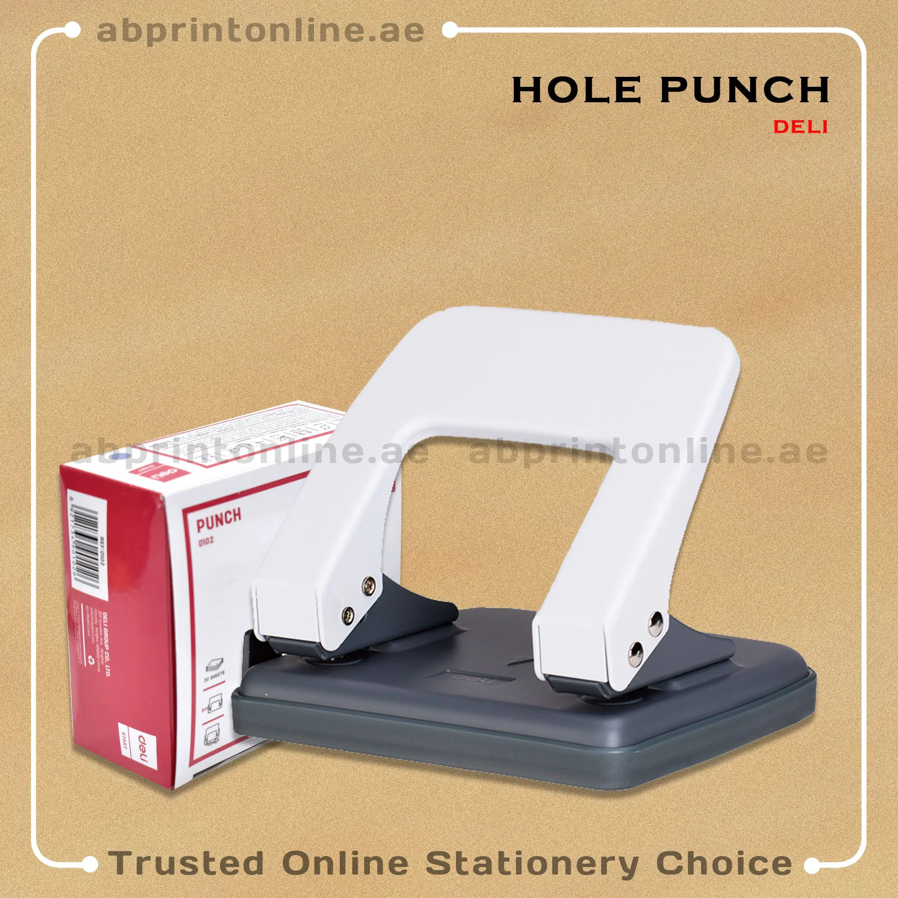 DELI HOLE PUNCH 0102,20 SHEET CAPACITY WHITE COLOR - Image 1