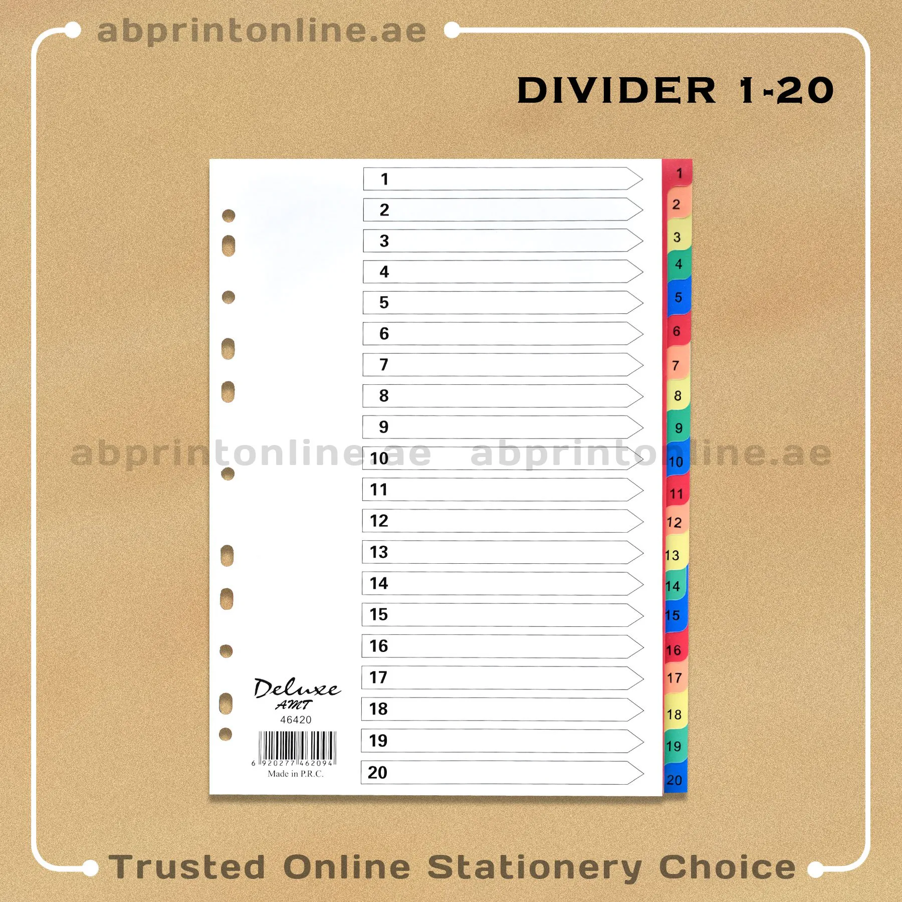 DELUXE DIVIDER PLASTIC COLOR A4  1-20 - Image 1