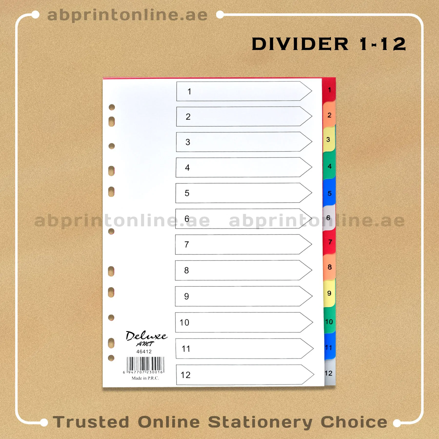 DELUXE DIVIDER PLASTIC COLOR A4  1-12 - Image 1