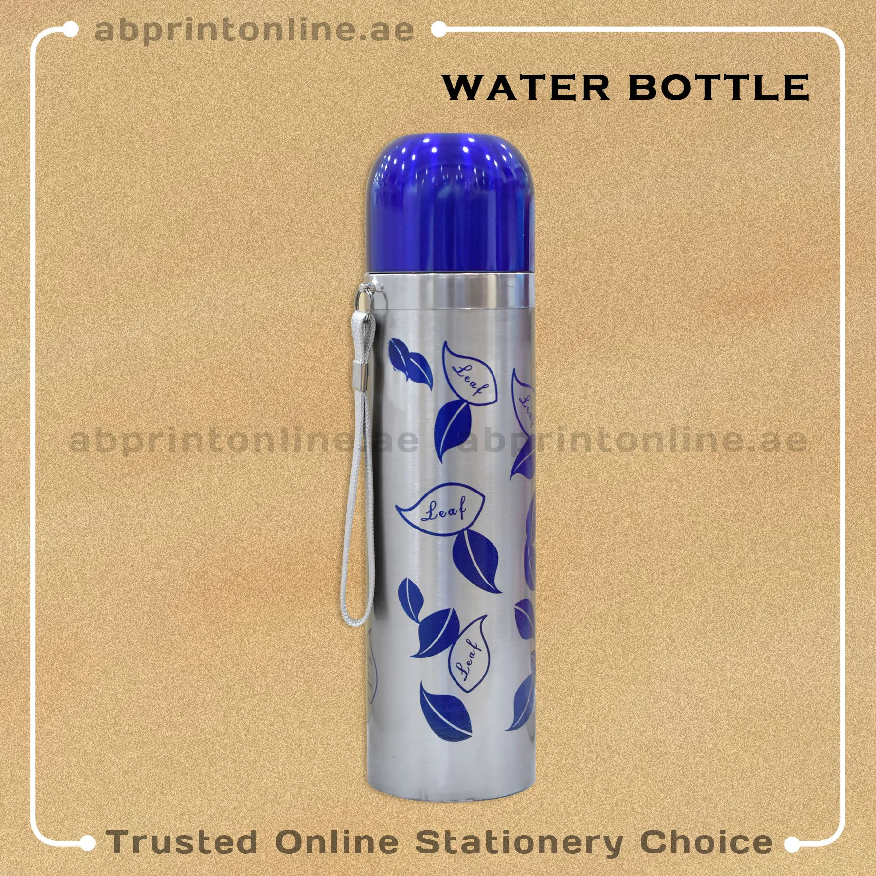 4168_8 STAINLESS STEEL VACCUM WATER BOTTLE SILVER & BLUE 500ML - Image 1
