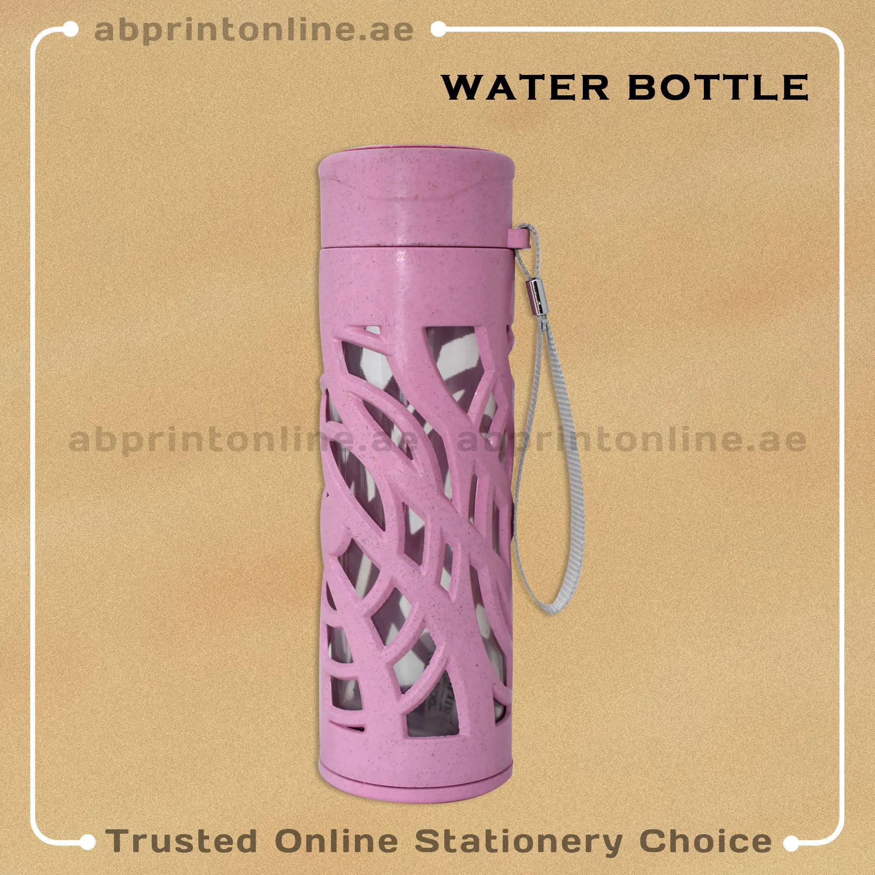 4488_6 GLASS WATER BOTTLE PINK DESIGN - Image 1