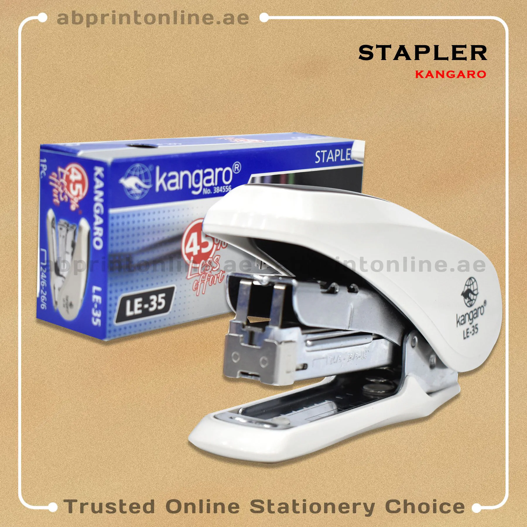4703_WH KANGARO STAPLER LE-35,30 SHEETS CAPACITY,WHITE COLOR - Image 1