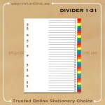 DELUXE DIVIDER PAPER COLOR A4  31 TAB