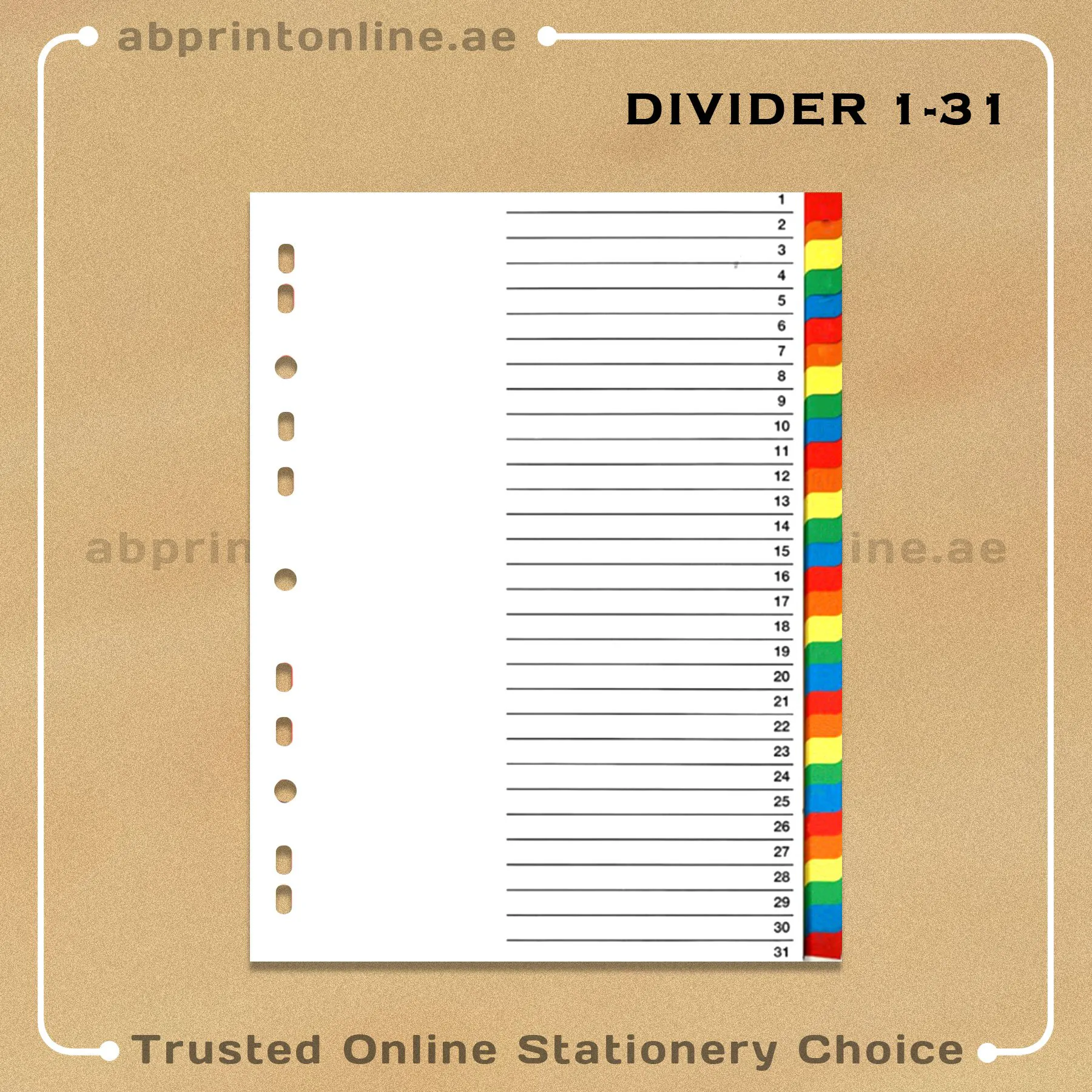 DELUXE DIVIDER PAPER COLOR A4  31 TAB - Image 1