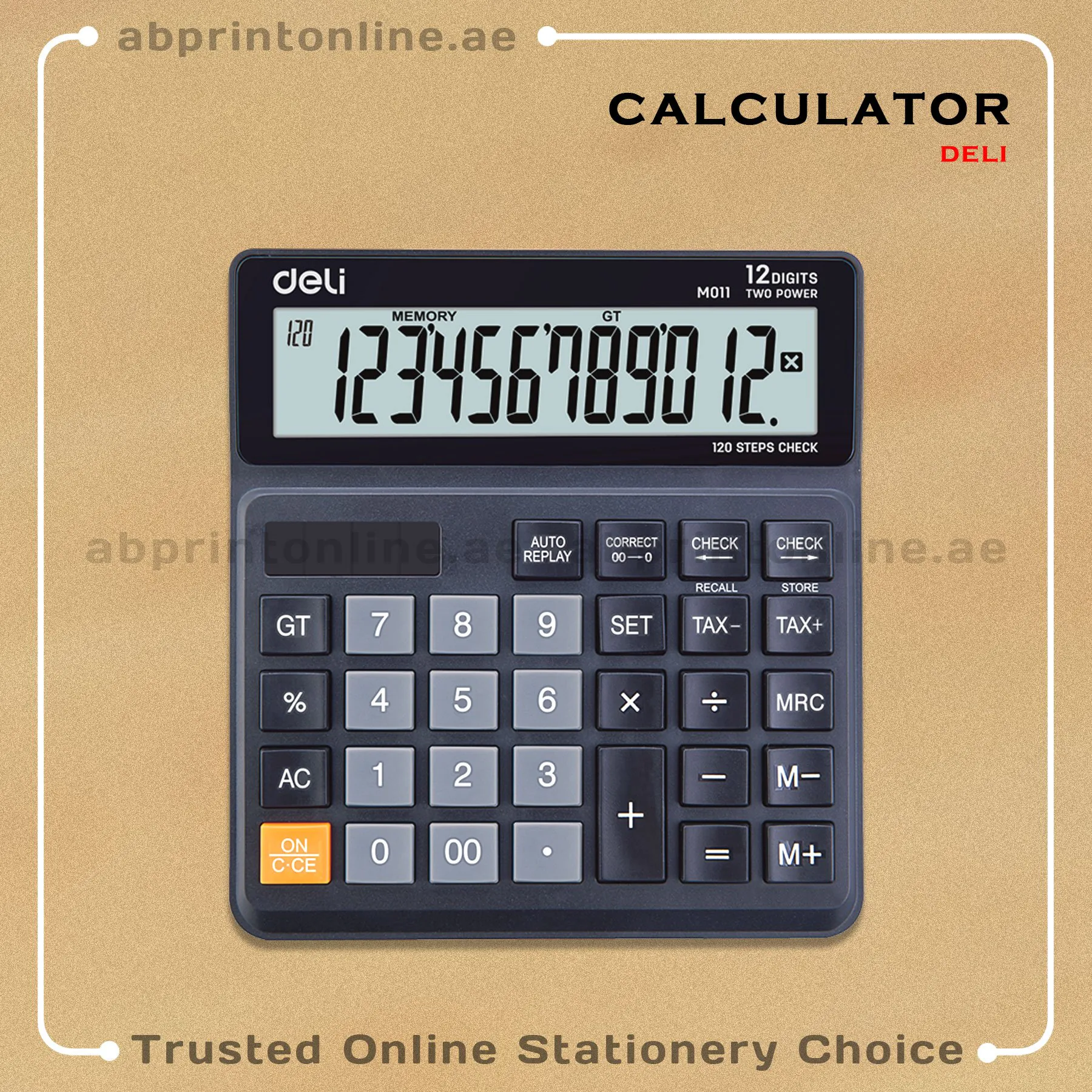 47551 CALCULATOR DELI WITH TAX FUNCTION - 12 DIGIT & DUAL POWER-M01120 - Image 1