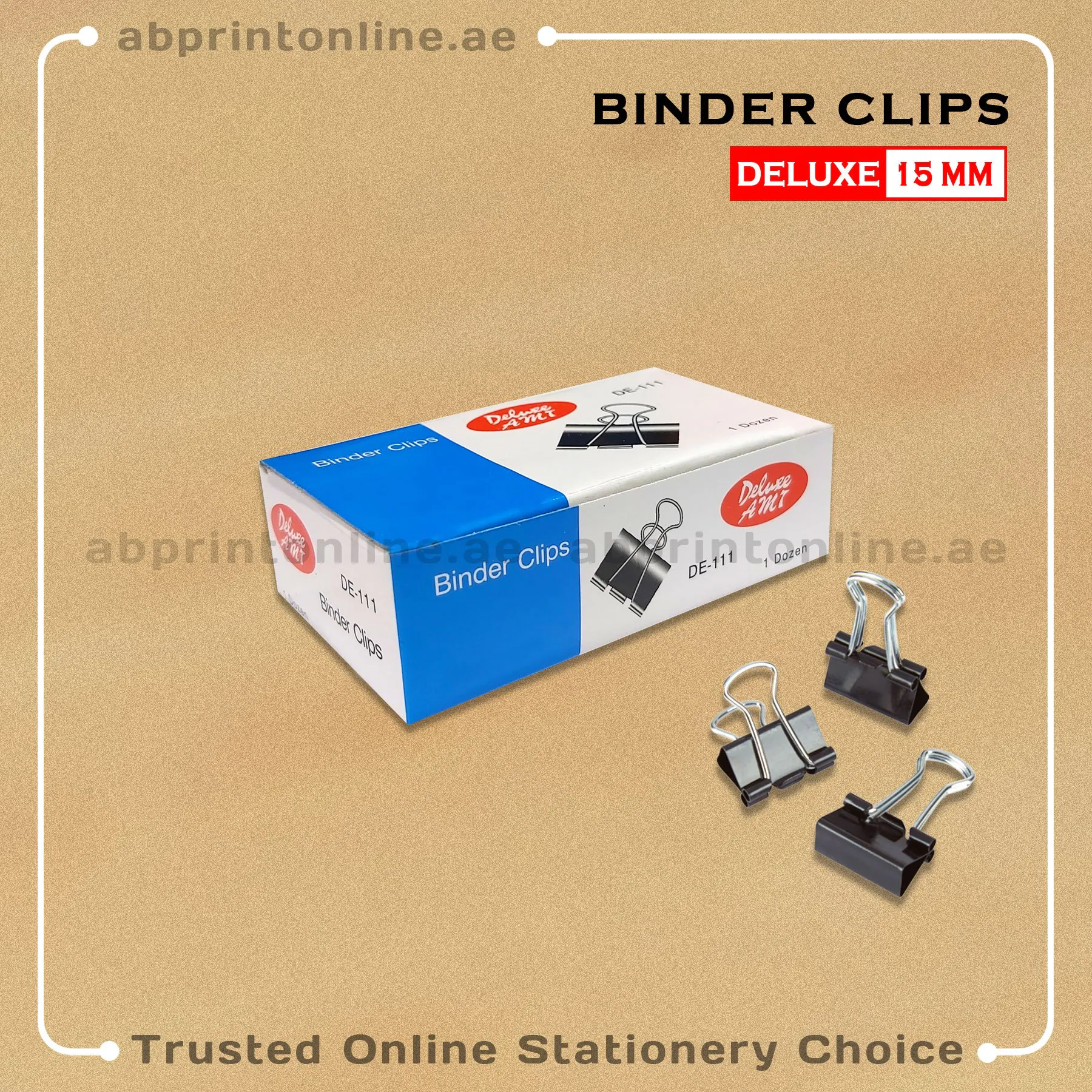 BinderClip15mm DELUXE BINDER CLIPS 15MM BLACK PKT/12PCS - Image 1