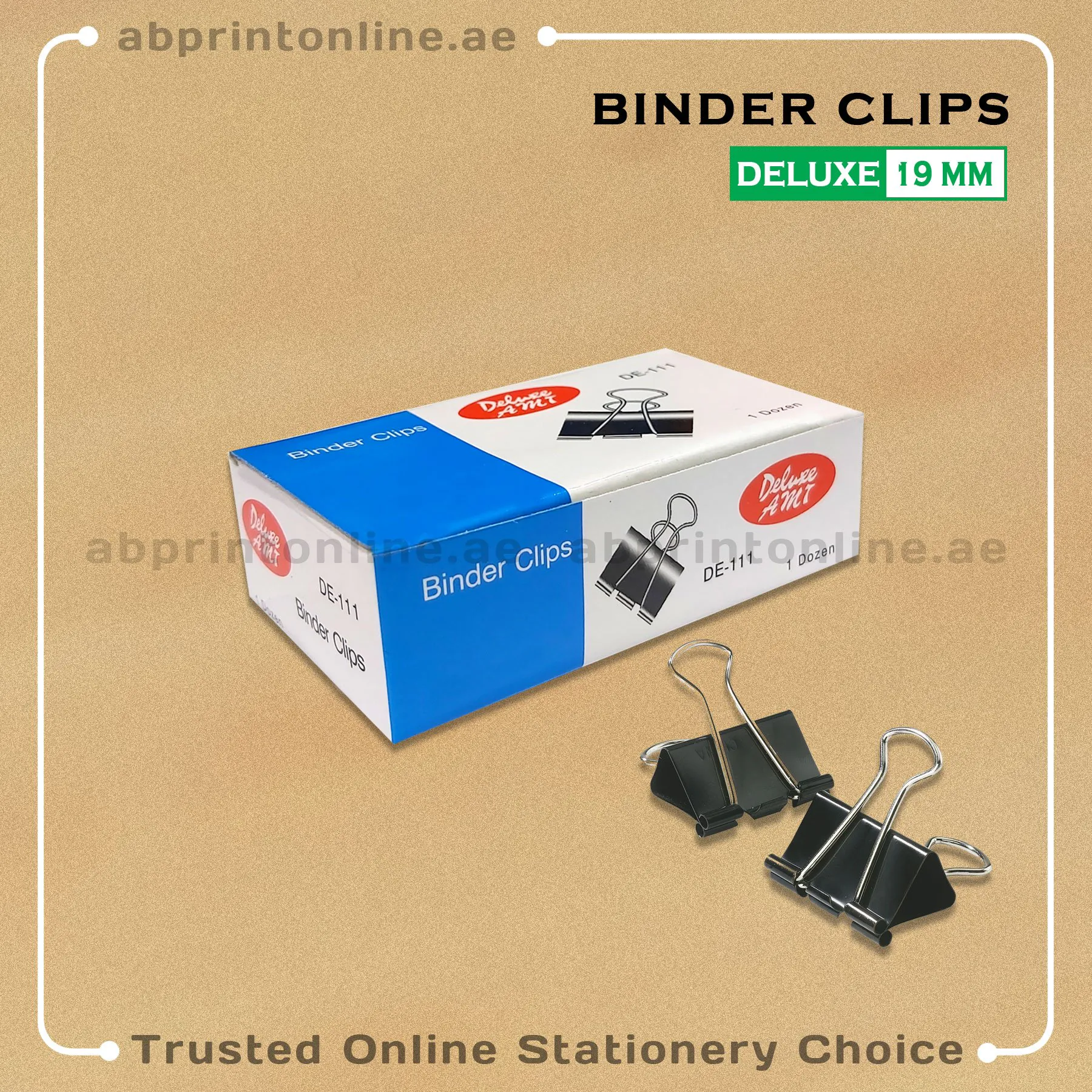 DELUXE BINDER CLIPS 19 MM BLACK PKT/12PCS - Image 1