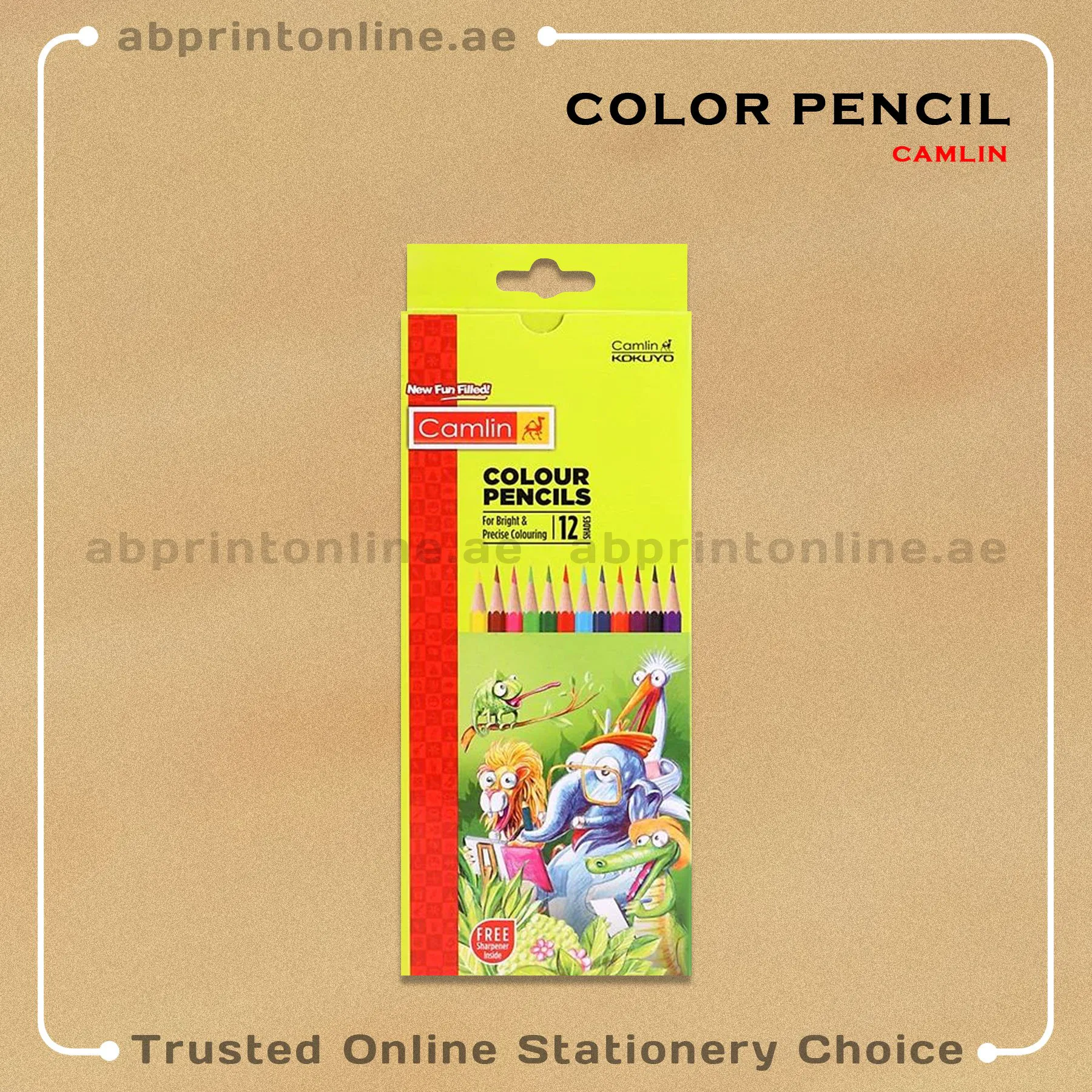 CAMELIN COLOR PENCIL,12 COLORS WITH FREE SHARPENER INSIDE - Image 1