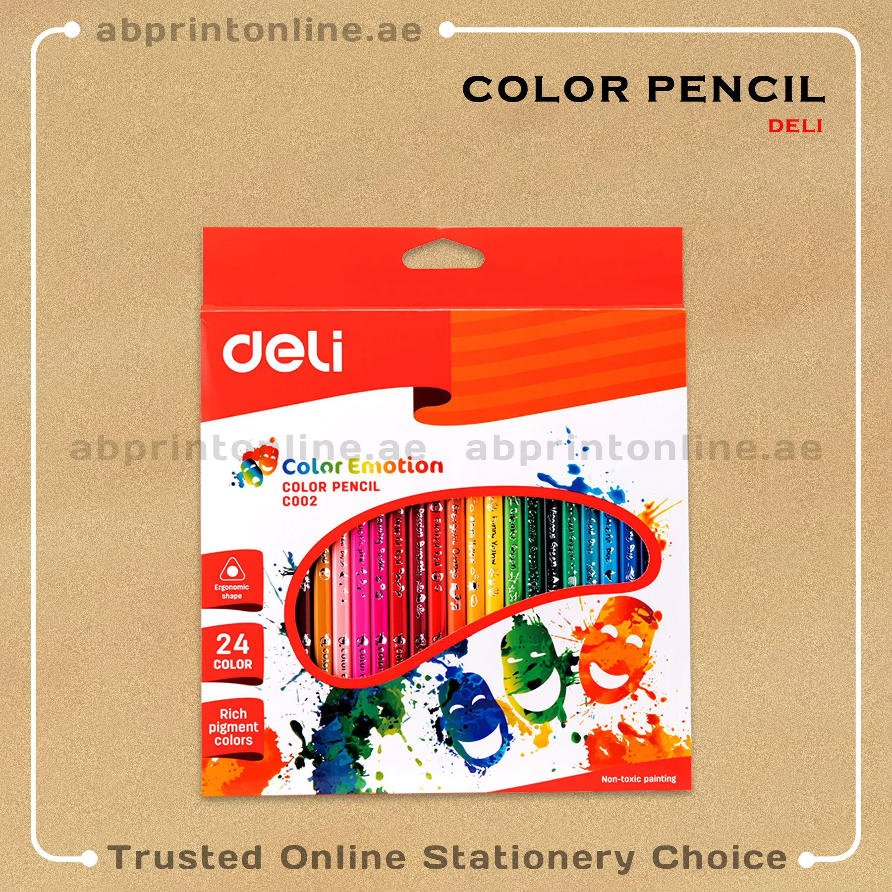 ColorPencil24clrDeli DELI COLORED PENCIL PACK OF 24 COLOURS - Image 1