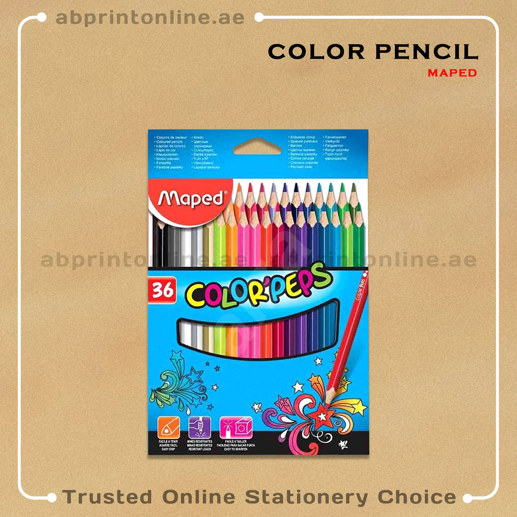 ColorPencil36clrMD MAPED COLOR PEPS PENCILS, PACK OF 36 COLORS - Image 1