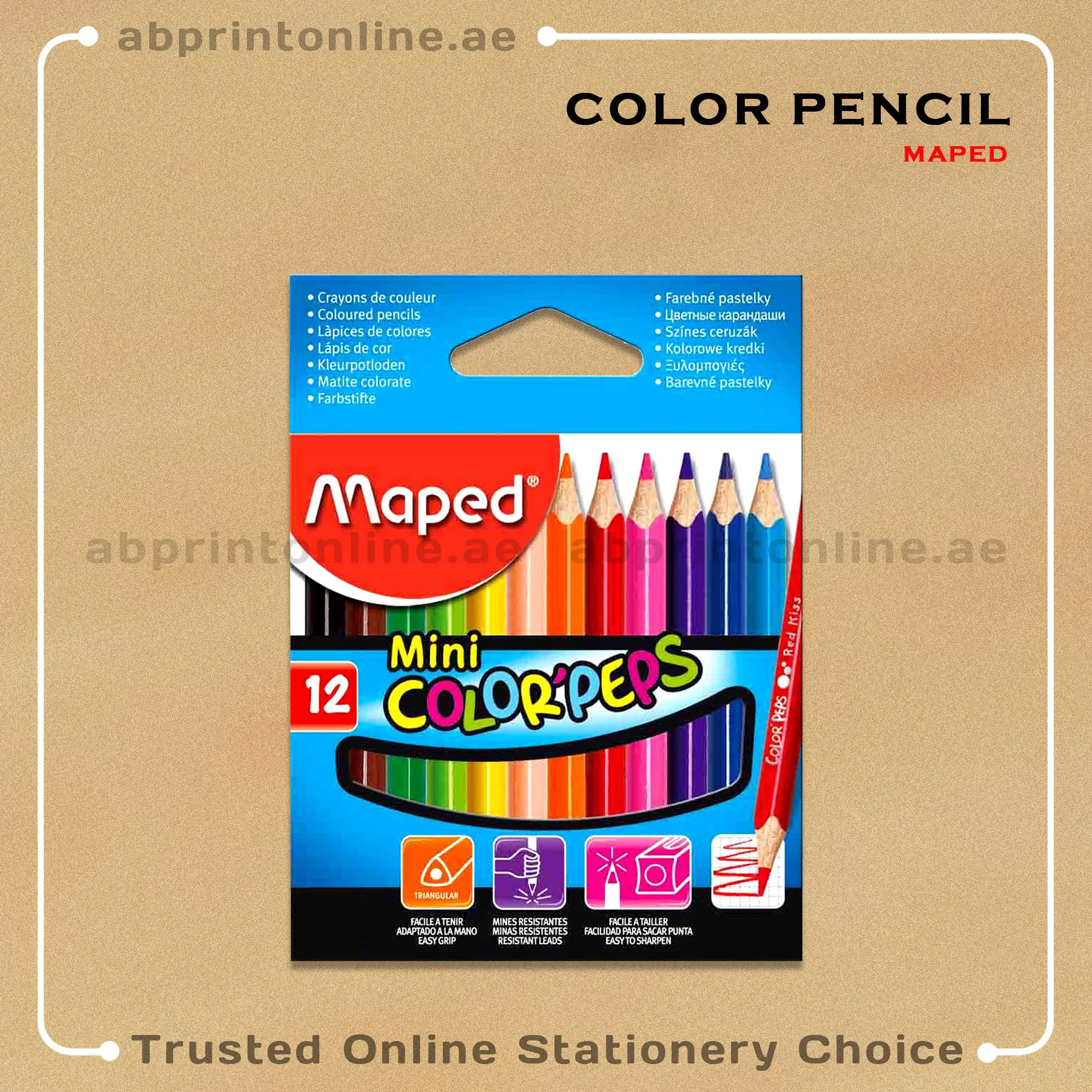 ColorPencilMini12clrMD MAPED COLOR PEPS MINI PENCILS, PACK OF 12 COLORS - Image 1