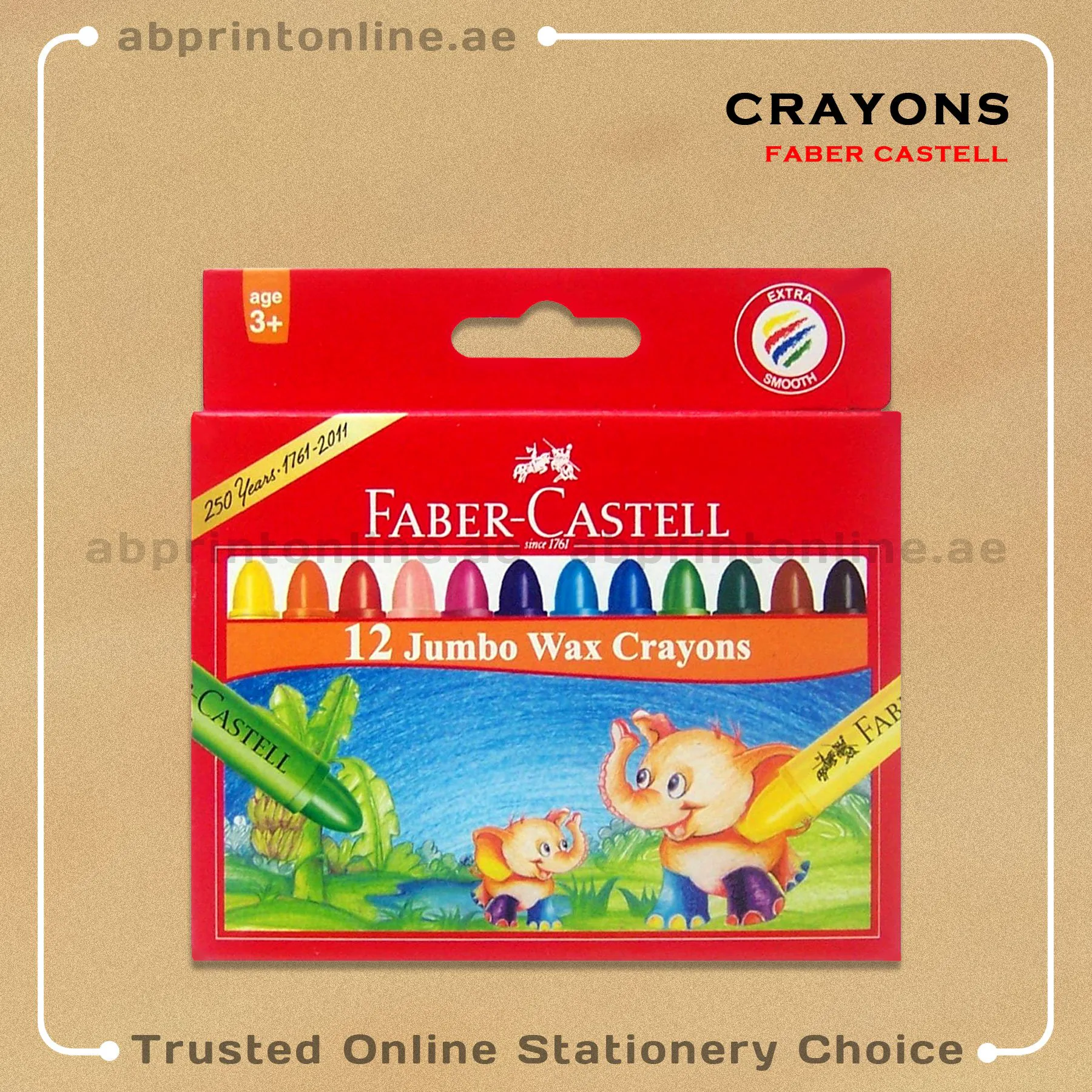 CrayonsFC12clr FABER-CASTELL REGULAR WAX CRAYONS PACK OF 12 COLOURS - Image 1
