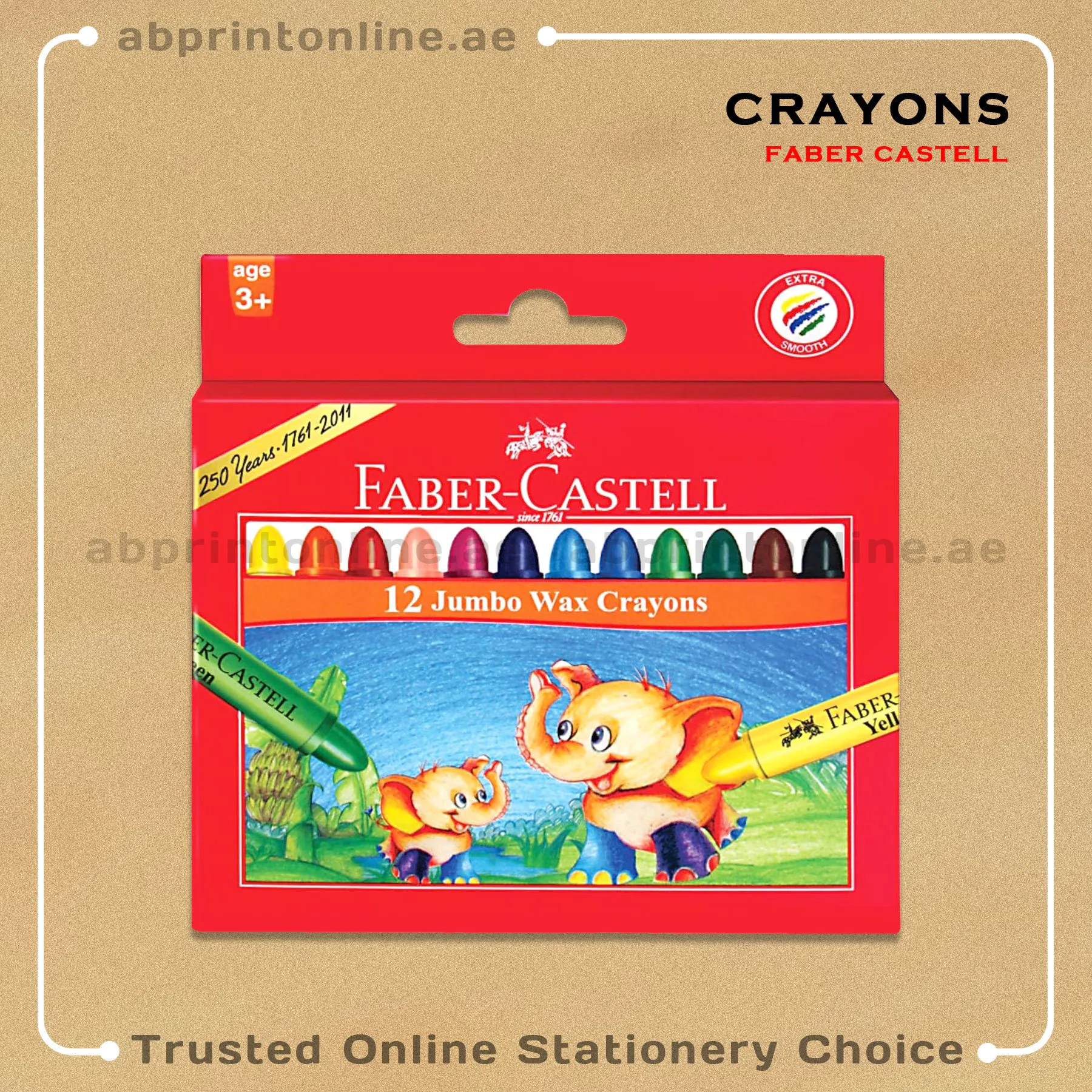 CrayonsFC12clrJumbo FABER-CASTELL JUMBO WAX CRAYONS PACK OF 12 COLORS - Image 1