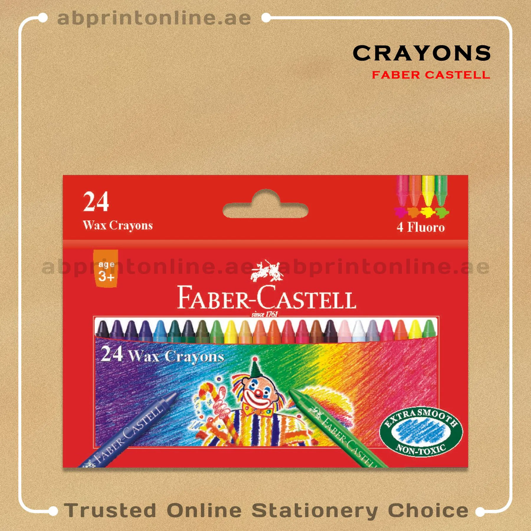 CrayonsFC24clr FABER-CASTELL REGULAR WAX CRAYONS PACK OF 24 COLORS - Image 1