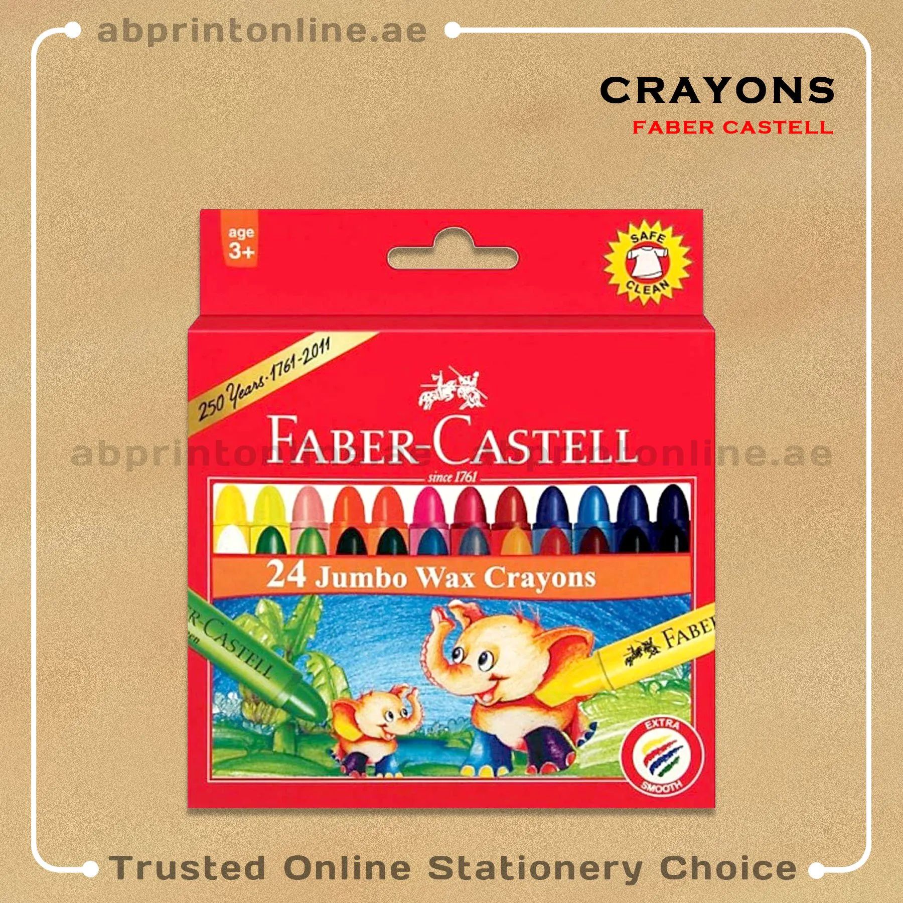 CrayonsFC24clrJumbo FABER-CASTELL JUMBO WAX CRAYONS PACK OF 24 COLOURS - Image 1