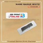 EPOXY WHITE  BASED NAME BADGE PRINTING - 7.5CM X 2.5CM