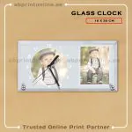 GLASS CLOCK PHOTO FRAME PRINTING 30CMX16CM