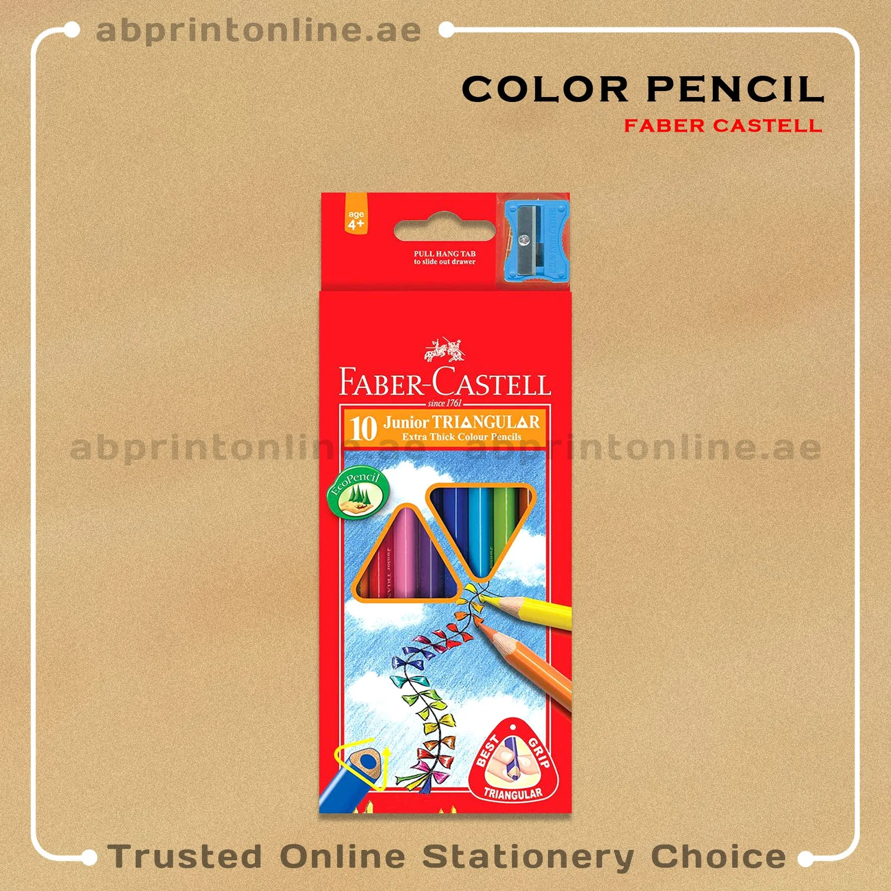 FABER-CASTELL JUNIOR TRIANGULAR COLOR PENCIL - 10 COLORS - Image 1
