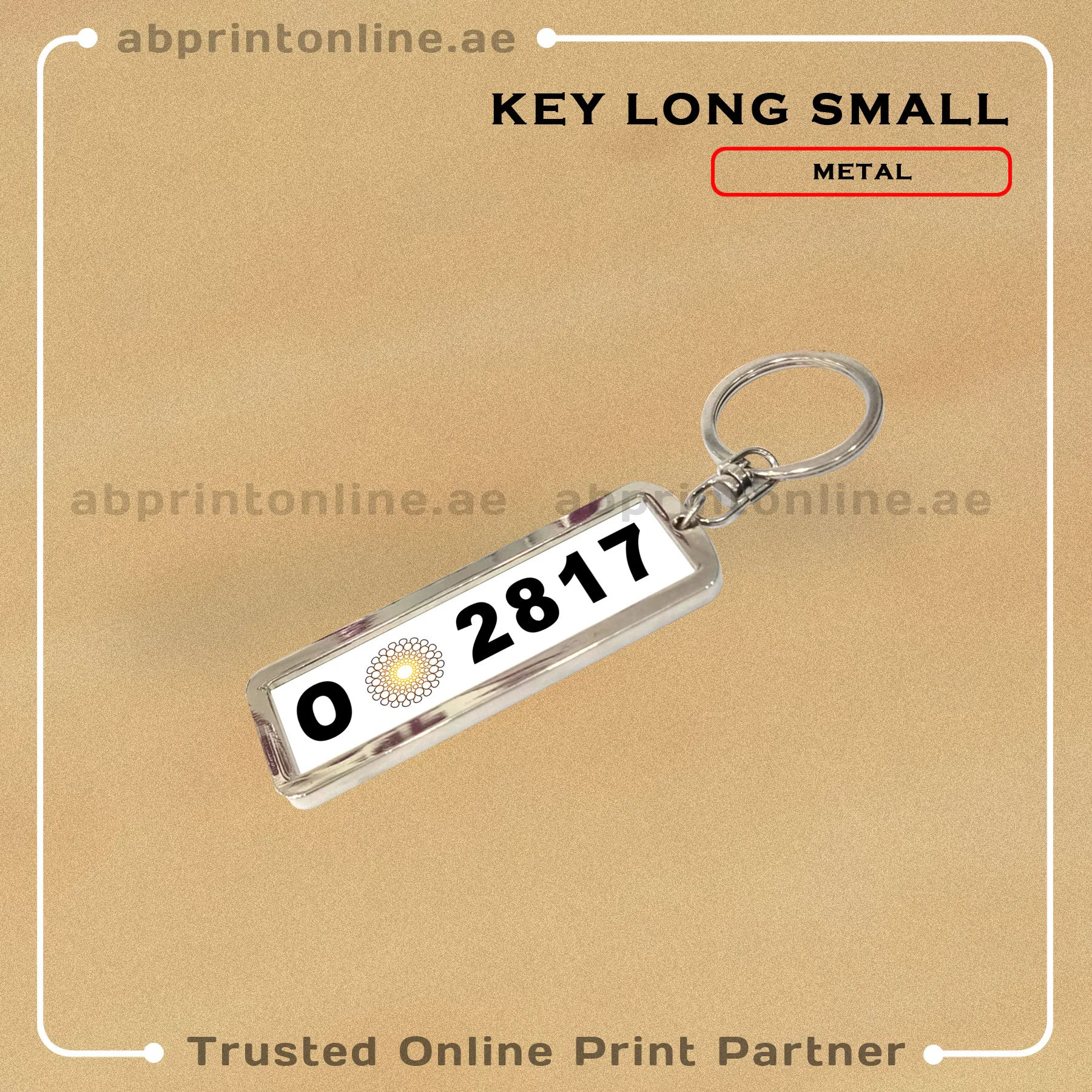 KEY--LONG-SMALL KEY RING PHOTO PRINTING -METAL NUMBER PLATE SMALL - Image 1