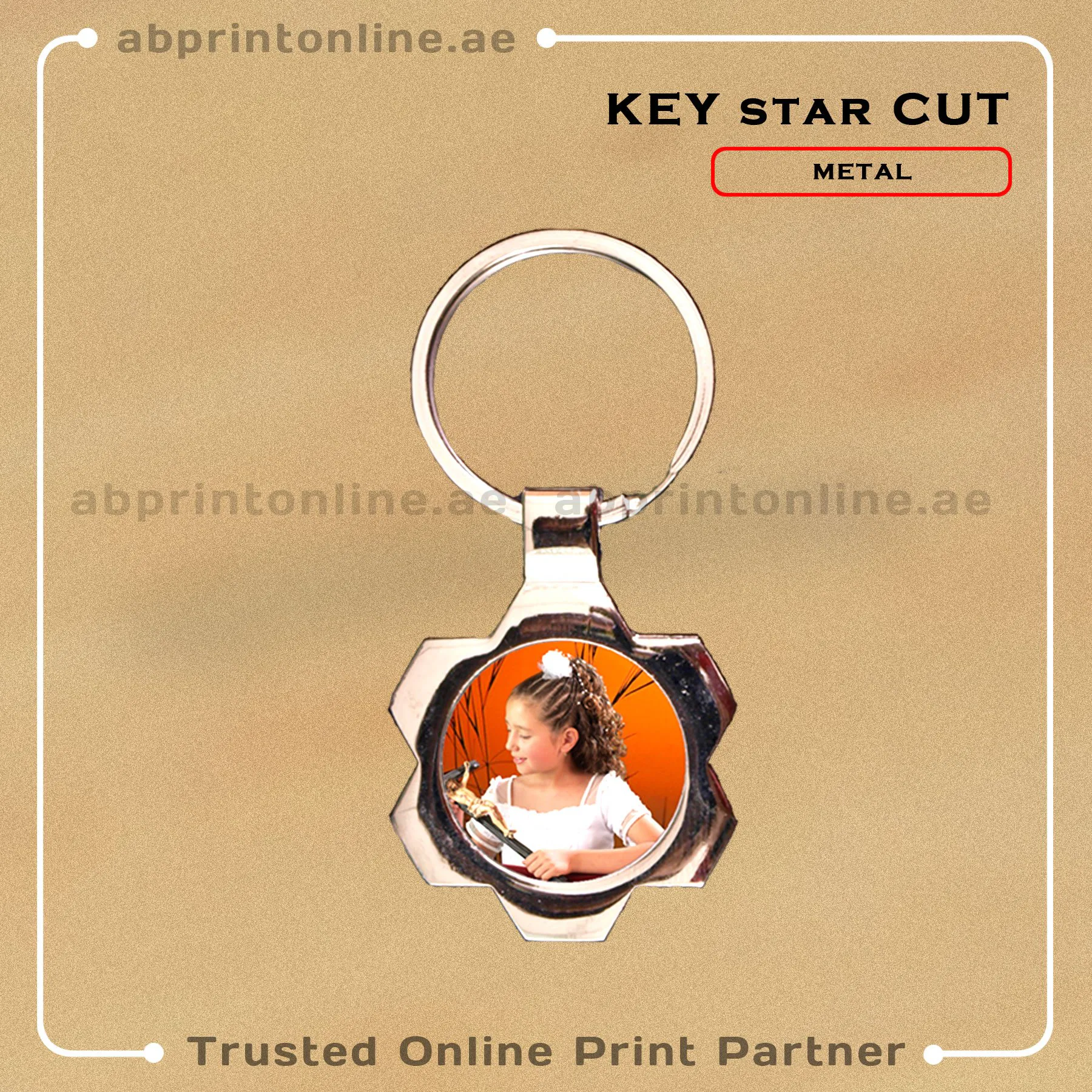 KEY RING PHOTO PRINTING -METAL STAR - Image 1