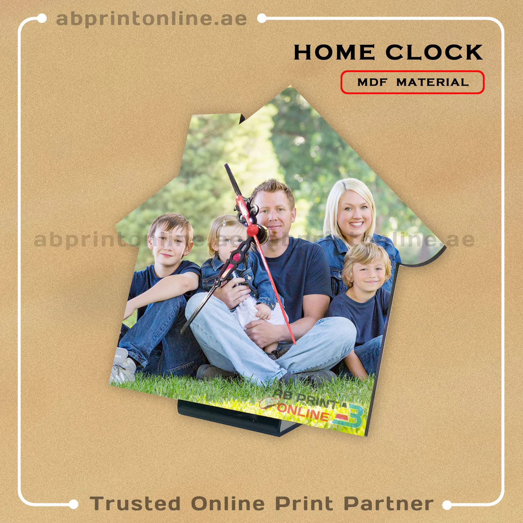MDF-CLOCK-HOME MDF PERSONALISED CLOCK PHOTO FRAME PRINTING-HOUSE DESIGN - Image 1
