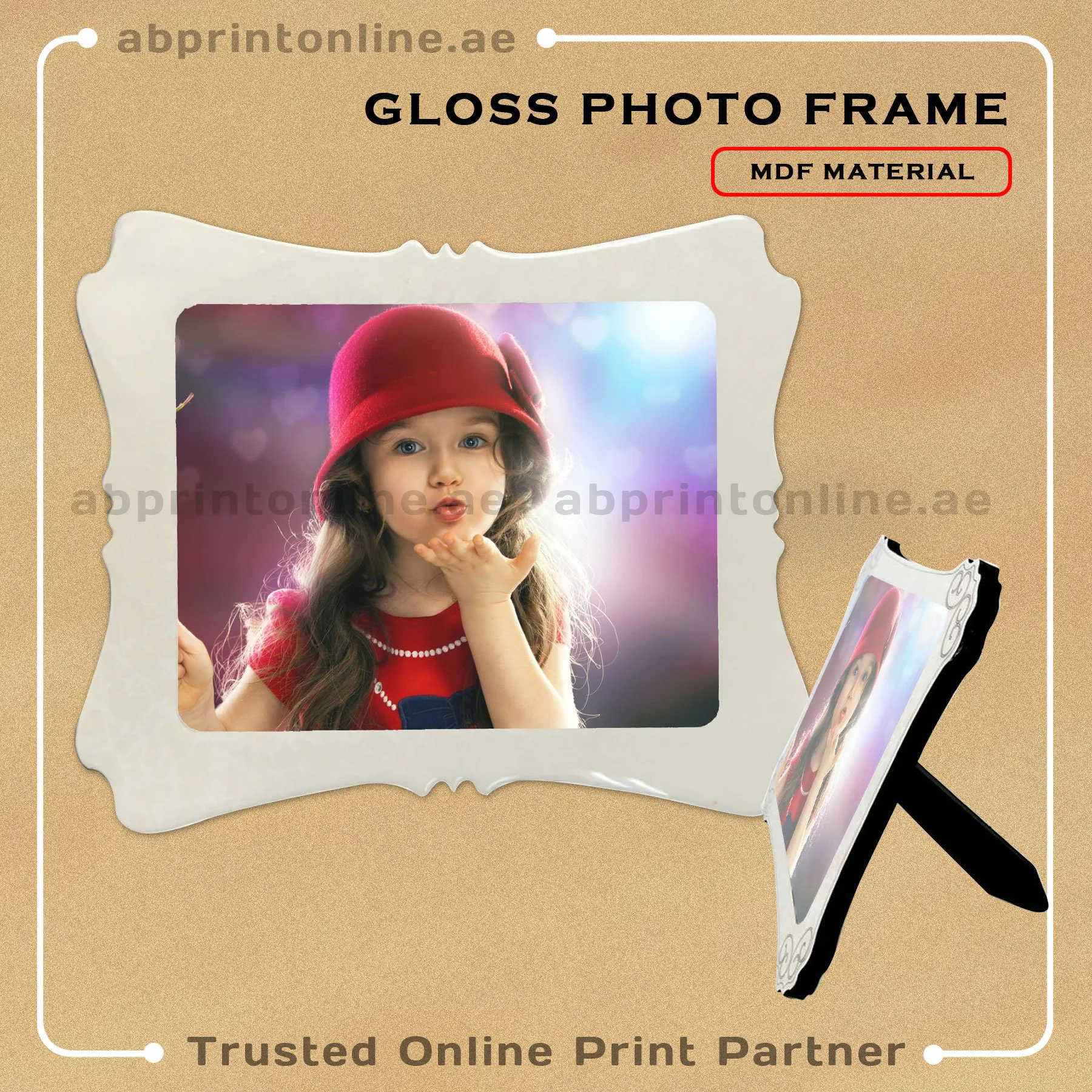 MDF-GLOSS-1 MDF PERSONALISED GLOSS PHOTO FRAME PRINTING-DESIGN 1-30cm x 24cm - Image 1
