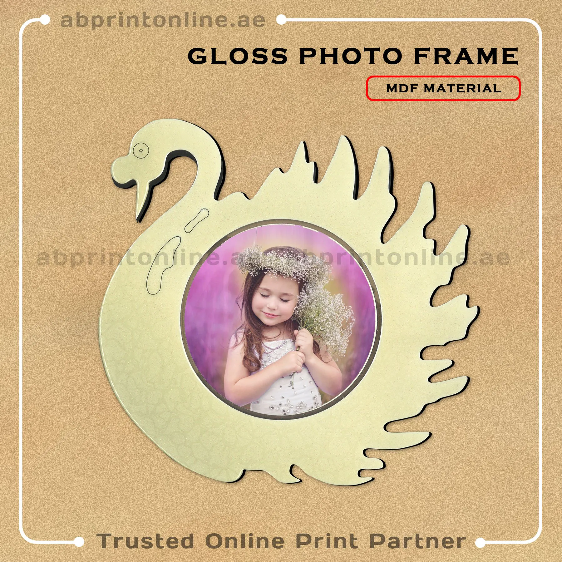 MDF PERSONALISED GLOSS PHOTO FRAME PRINTING-DESIGN 2-29CMX27CM - Image 1