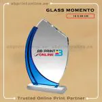 MOMENTO BLUE GLASS SHADE  PRINTING -DESIGN 1 - 15CM X 26CM