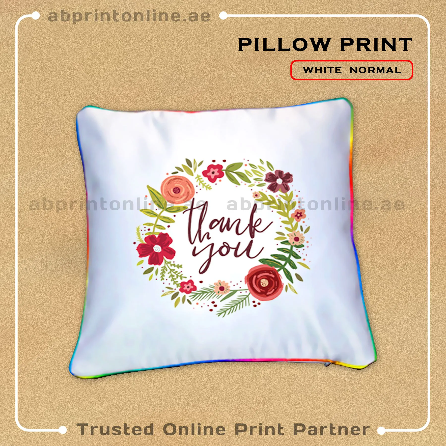 PILLOW-1 PERSONALISED EDGE COLORED WHITE PILLOW PRINTING - Image 1