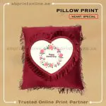 PERSONALISED  HEART SHAPE FRAME SQUARE PILLOW PRINTING