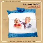 PERSONALISED BLUE COLORED  PILLOW PRINTING