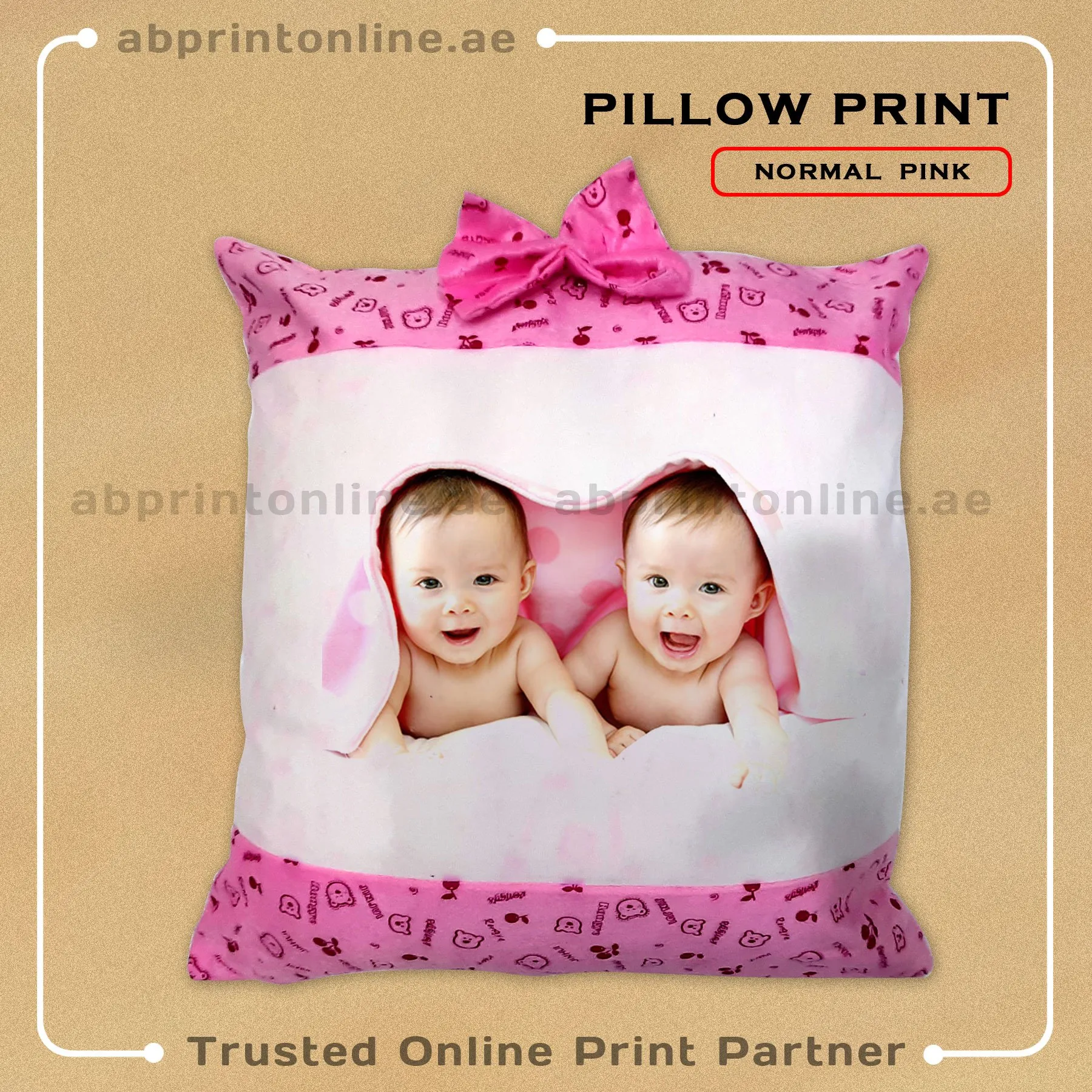 PERSONALISED PINK COLORED PILLOW PRINTING - Image 1