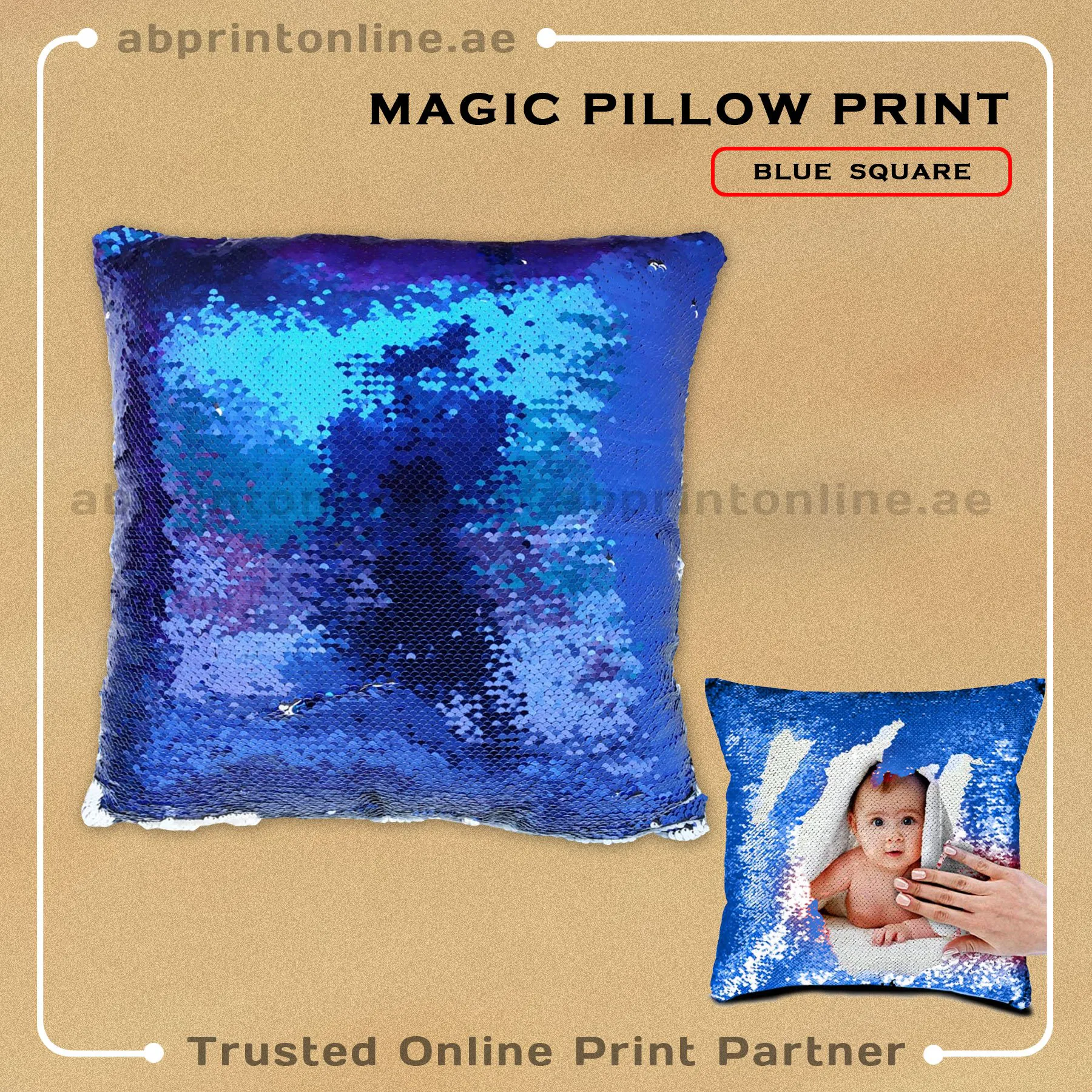 PILLOW-7 PERSONALISED MAGIC BLUE COLORED PILLOW PRINTING - Image 1