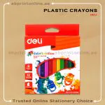 DELI PLASTIC CRAYON TRIANGLE HANDS CLEAN 12 COLOURS