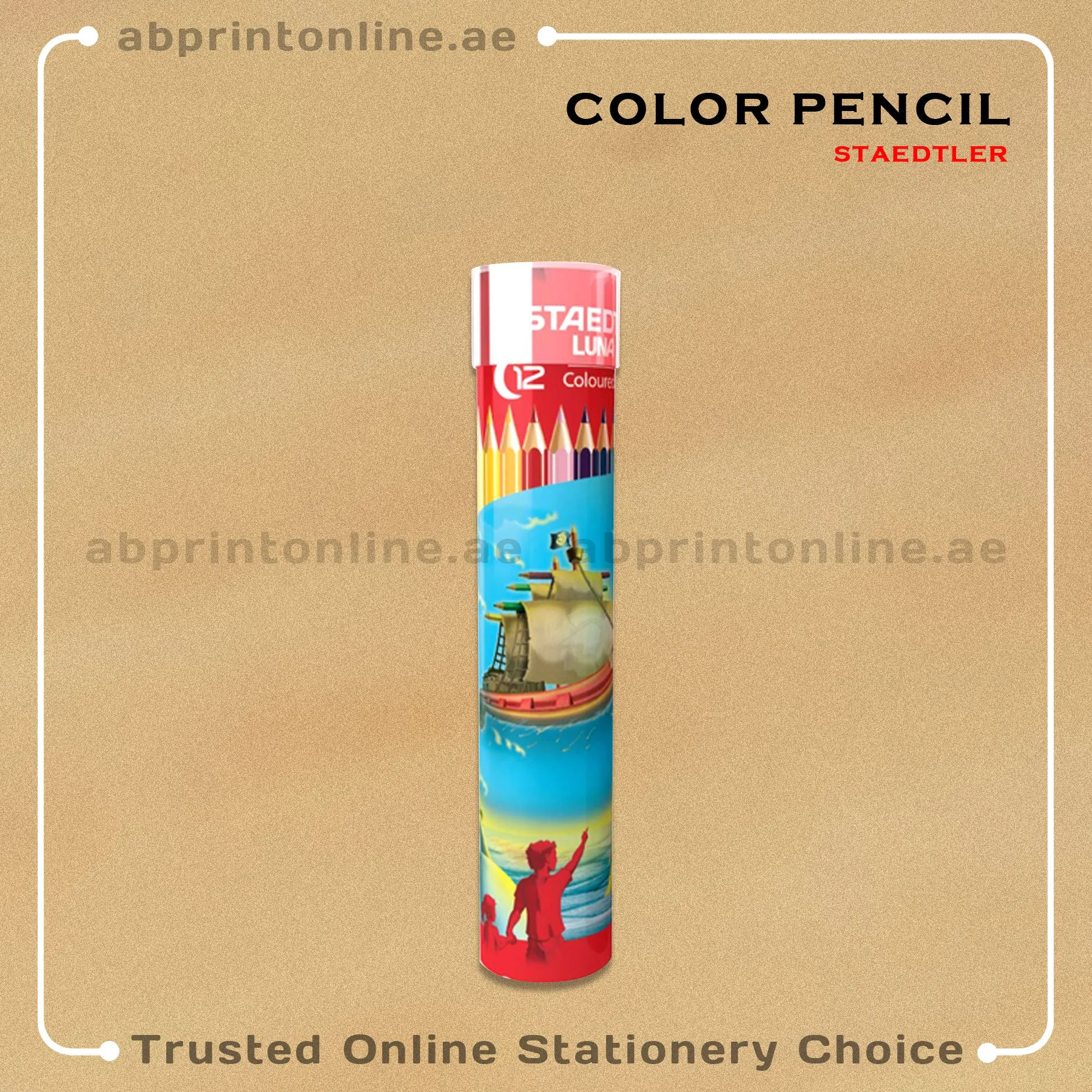 STAEDTLER LUNA COLORED PENCIL IN A ROUND METAL TIN- 12 COLORS - Image 1