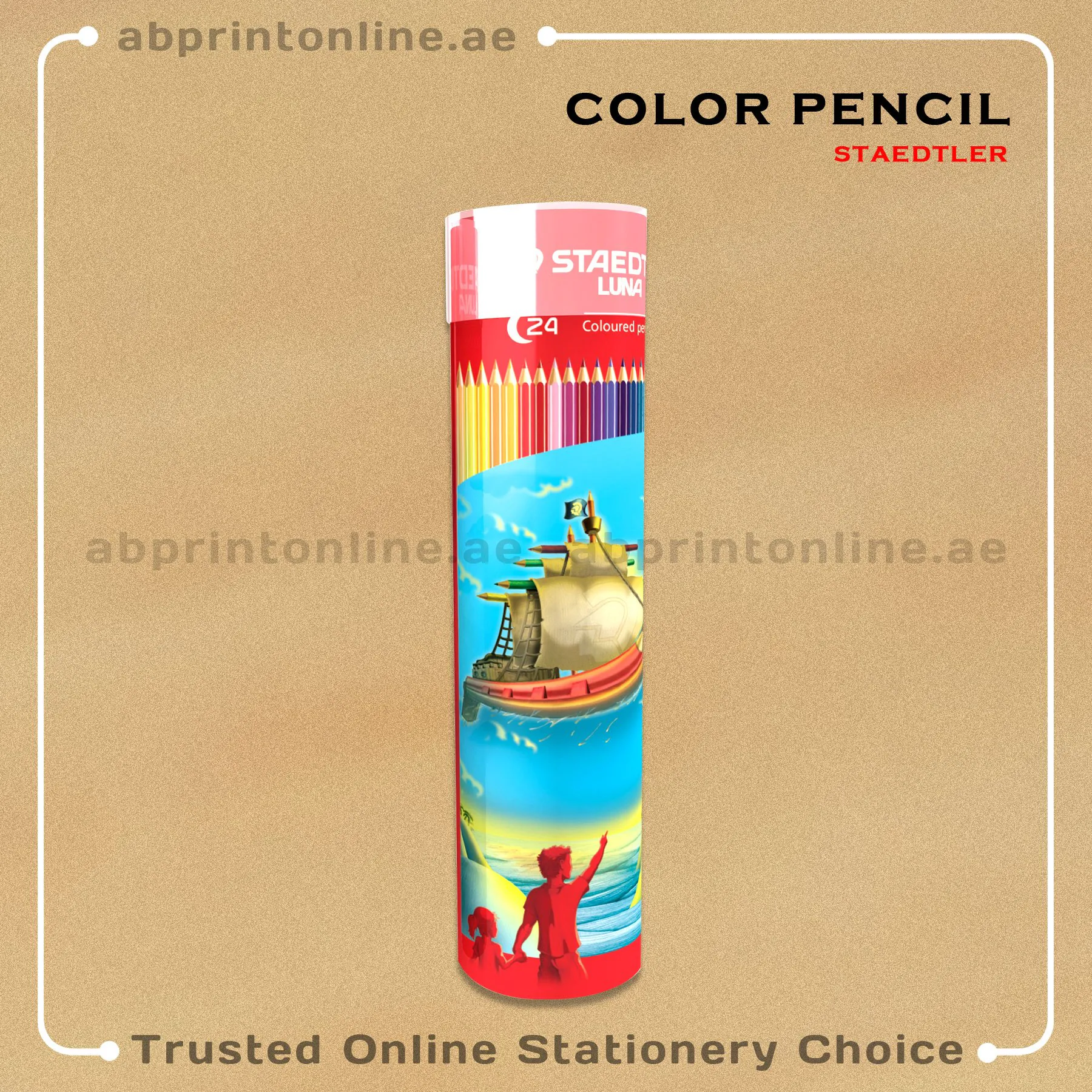 StaedtlerColourPencil24clrDrum STAEDTLER LUNA COLORED PENCIL IN A ROUND METAL TIN- 24 COLORS - Image 1