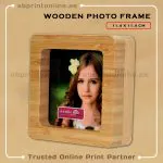 PERSONALISED WOODEN PHOTO FRAME PRINTING-DESIGN 2 - 11.4CM X 11.4CM