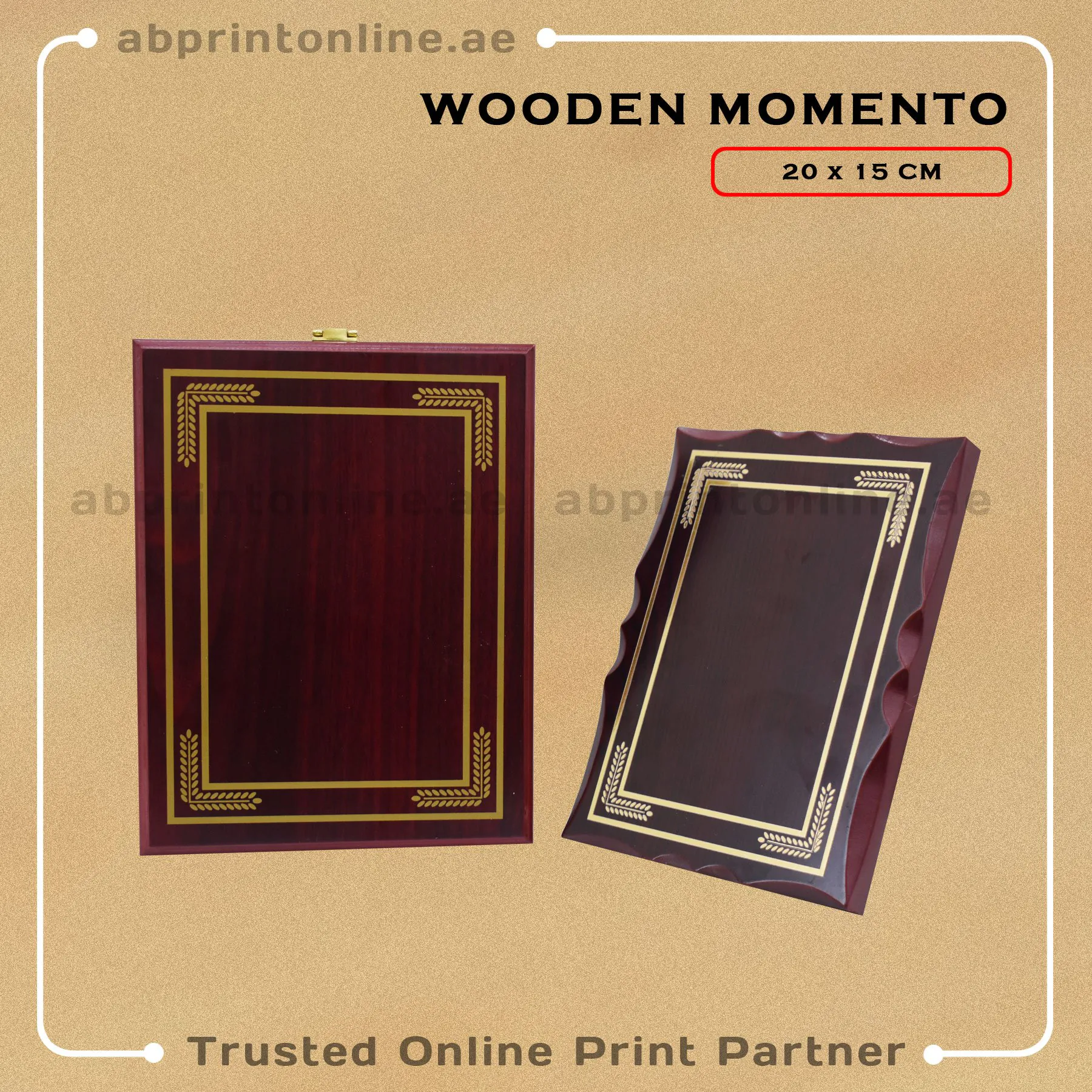 WOODEN-MOMENTO-C MOMENTO PRINTING WOODEN SQUARE WT CASE - 20CM X 15CM - Image 1